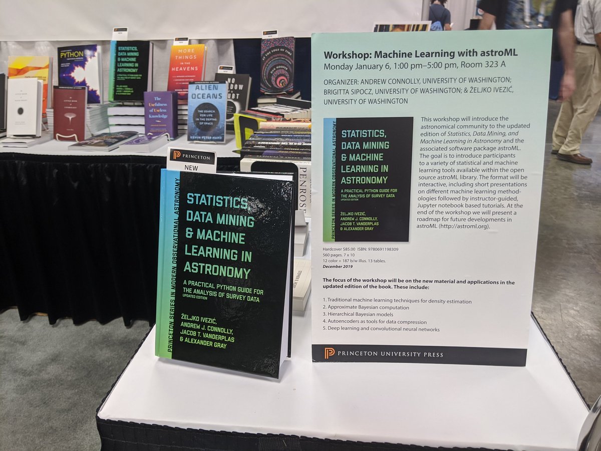 AstroBrigi's tweet image. #astroML and the new edition of the textbook at #AAS235. Have a look at the poster today, or come and find me to chat at the NumFOCUS/@astropy booth Tuesday afternoon, or check out the book at the @PrincetonUPress booth.