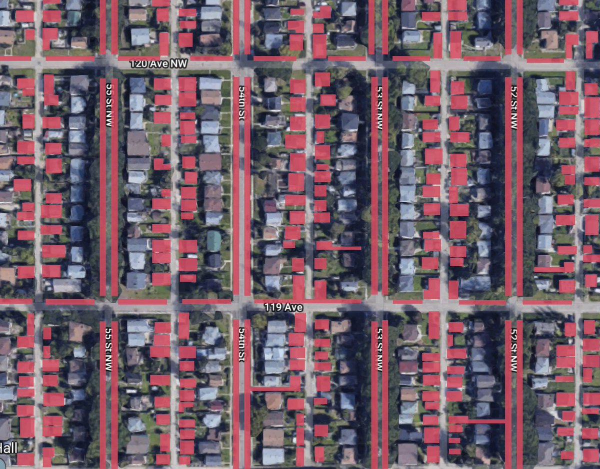 I decided to look at how much space is provided for parking in my neighbourhood (typical mature #yeg nbhd). 

I desperately want to look in everyone's garage who complains about not enough parking. I have a feeling it is being used as a glorified storage container.