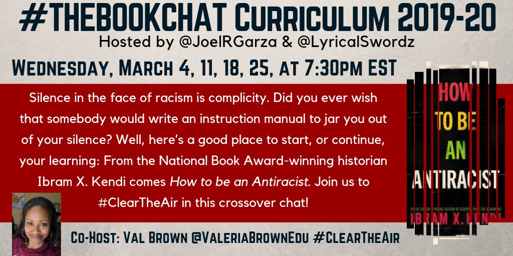 Lyricalswordz's tweet photo. @ShariGateley @DrIbram Would love for you to join #THEBOOKCHAT #ClearTheAir cross-chat on March to discuss the book! https://t.co/QUCRnamaNU