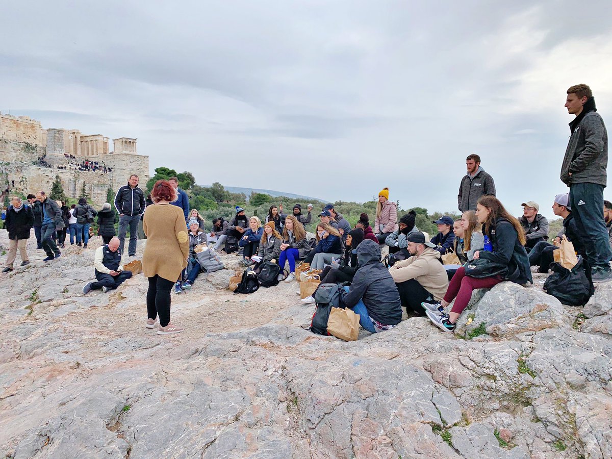 ETBU_XC_TF's tweet photo. Communion and worship on Mars Hill where Apostle Paul preached. #Missions #Greece2020 https://t.co/eSyFjRdh7f