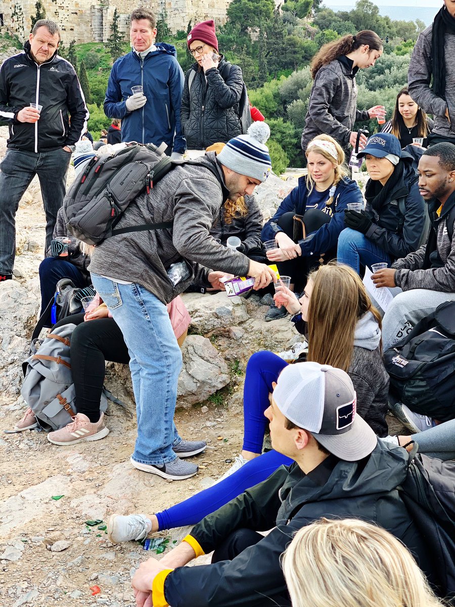 ETBU_XC_TF's tweet photo. Communion and worship on Mars Hill where Apostle Paul preached. #Missions #Greece2020 https://t.co/eSyFjRdh7f