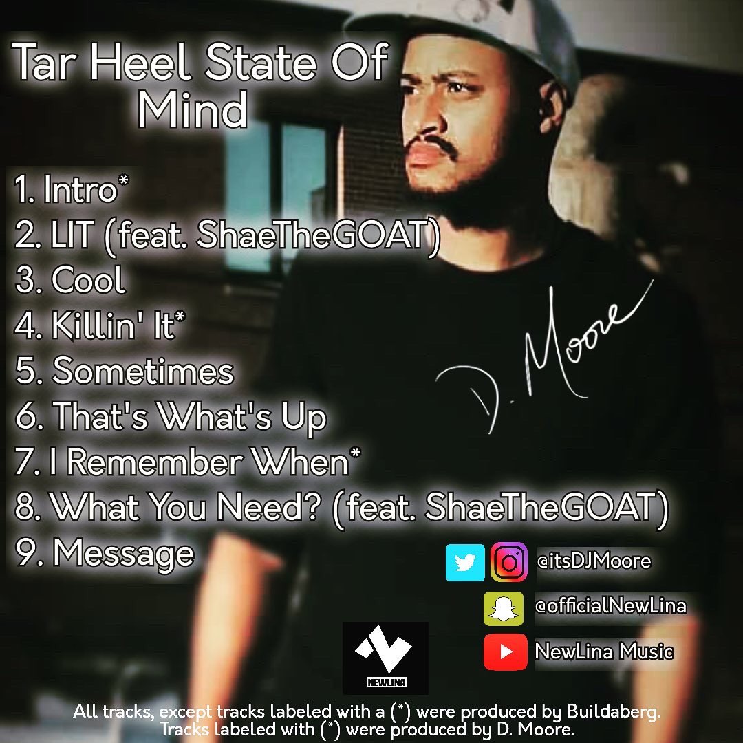 NewLinaMusic's tweet photo. @itsDJMoore debut album “TAR HEEL STATE OF MIND” is out now on all streaming platforms!
#DMoore #NewLinaMusic #NorthCarolina #TarHeelStateOfMind #AppleMusic #AmazonMusic #Instagram #Facebook #YouTube #GooglePlay #iHeartRadio #iTunes #Napster #NapsterMusic #Pandora #Spotify #Tidal https://t.co/PLrtIsmptQ