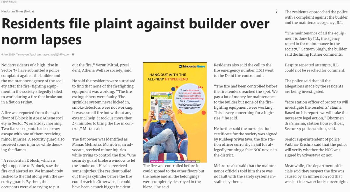 biswaspradeep2's tweet photo. @JLLIndia please comment whether JLL team is incompetent to handle fire safety equipments as per this article from Hindustan times and the statement given by the builder who has employed you for maintenance at Apex Athena Sec 75 Noida #ApexDreamHomes #ApexAthena #Sec75Noida https://t.co/izV9DDLF6r