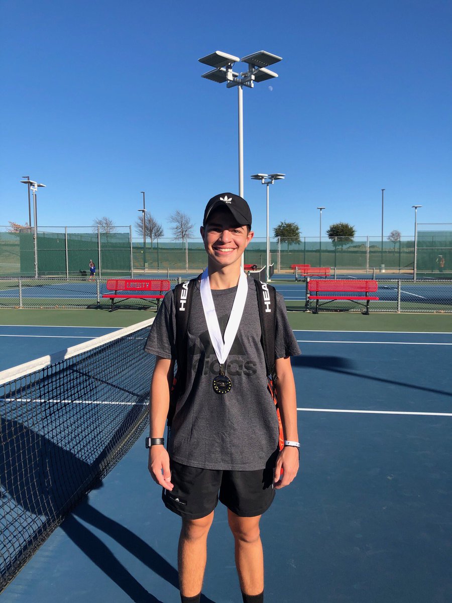 PoteetTennis's tweet photo. Jackson Mayad of the Poteet tennis team finished his first 18’s Challenger tournament this weekend as Consolation tournament champion.  In addition, he won the tournament’s Sportsmanship Award. #poteetstrong https://t.co/YEYbEaJV3r