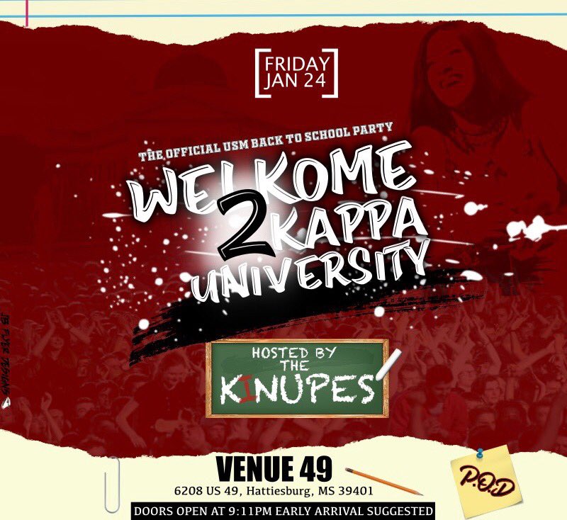 Devin_The1's tweet photo. WelKome to #KappaU ♦️

Klass Will Be In Session January 24th at Venue 49 📍...Take Notes 📝 | The Official Back to School Party hosted by the KI Nupes🔥 https://t.co/O2k8F125Dj
