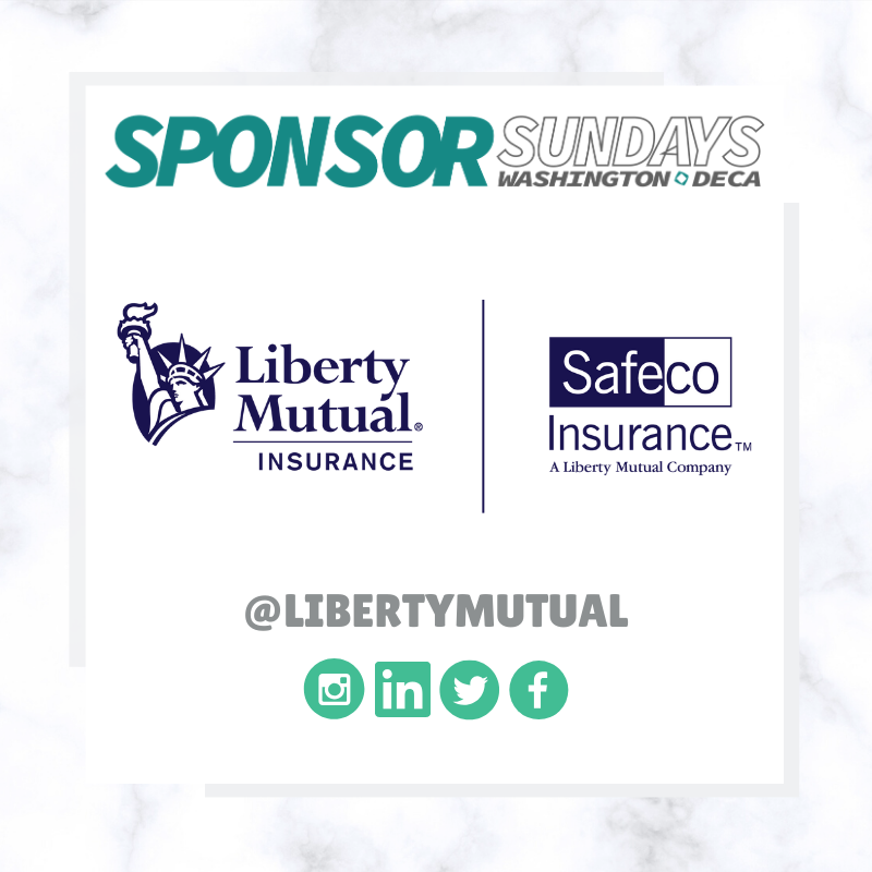 DECA_Washington's tweet photo. Today's Sponsor Sunday highlights Liberty Mutual! 
Thank YOU for supporting us at our 2019 Youth Equity Scholarship Golf Tournament! Your donation provided members facing financial challenges access to the DECA experience. https://t.co/BsyQVLJ7Hj