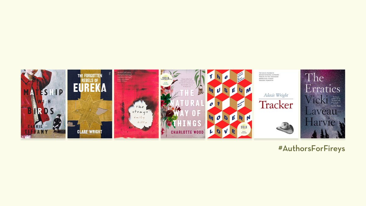 We are joining the #AuthorsForFireys auction to raise funds for the CFA.

For a glorious stack of all seven of the Stella Prize-winning books, reply to this tweet with your bids. 📚 

Auction ends at 11 p.m. AEST this Saturday 11 Jan!