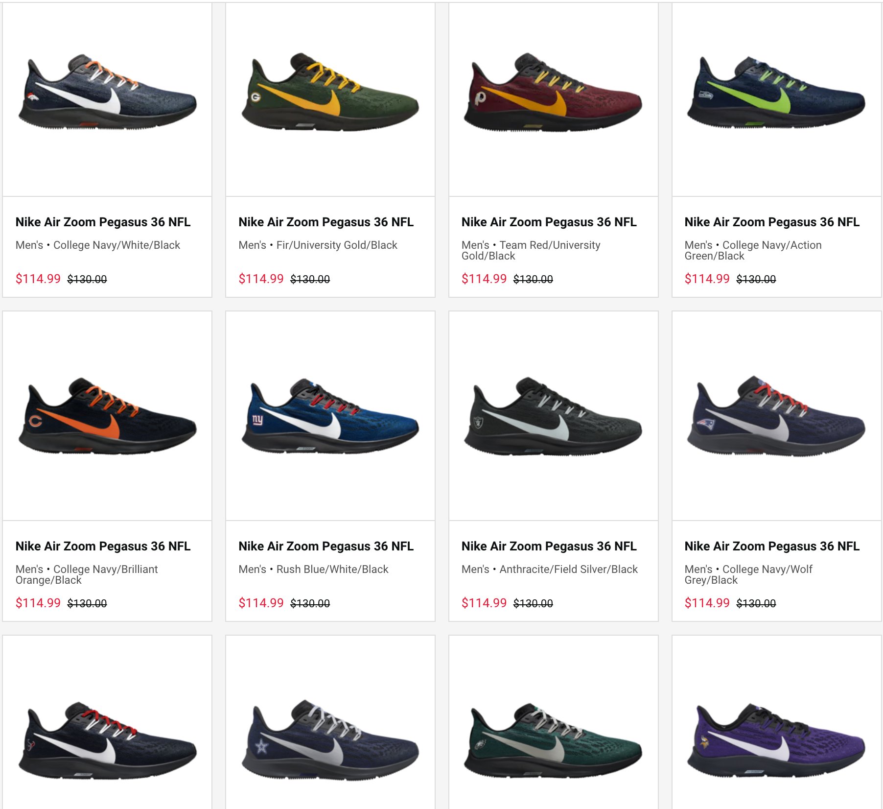 nike air zoom pegasus 36 nfl teams