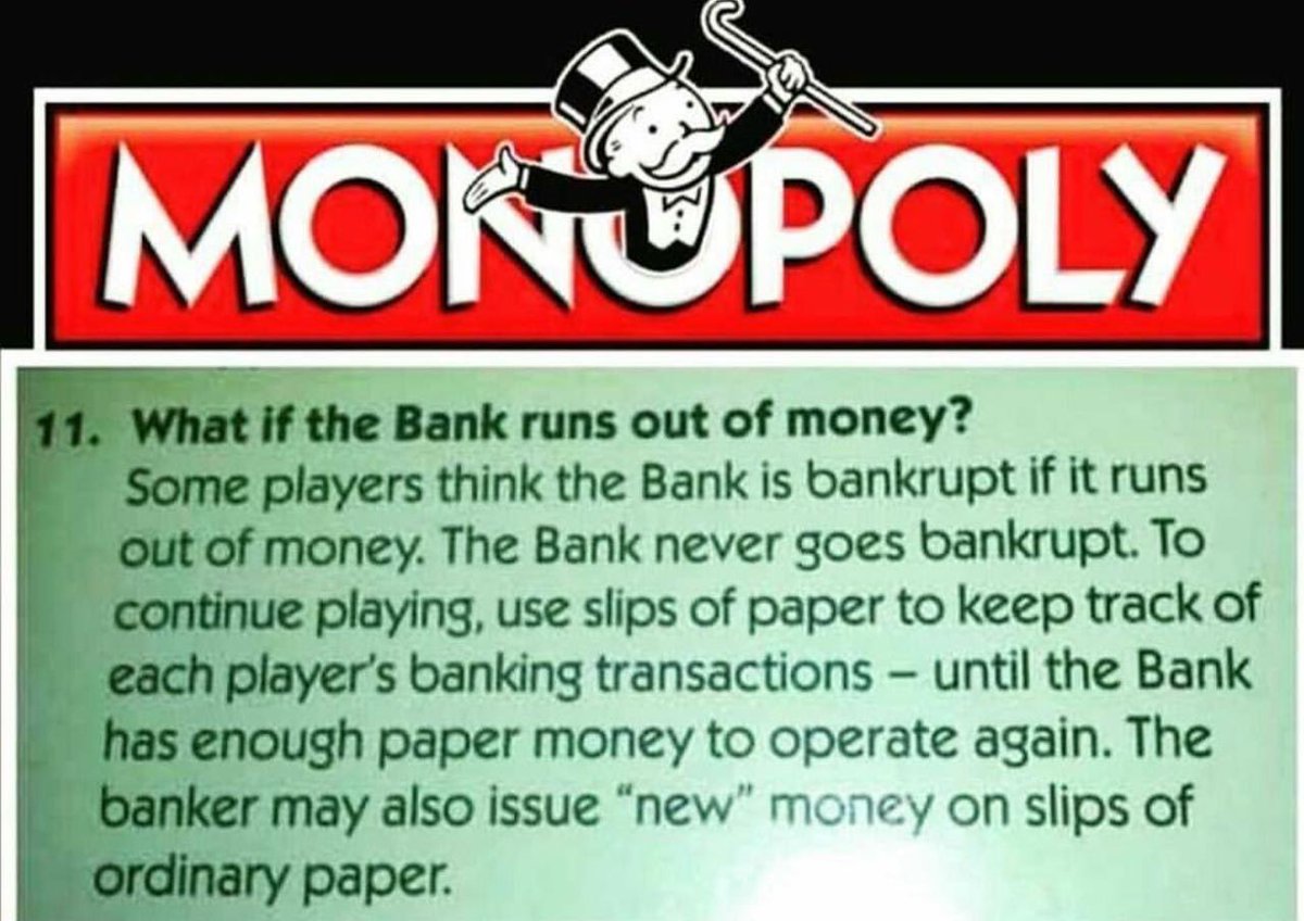 karma_krypto's tweet photo. The lesson you learn from playing Monopoly growing up, is that banks always cheat. Verify, don't trust. Buy #Bitcoin, bye banks https://t.co/XacmQlx3Ru