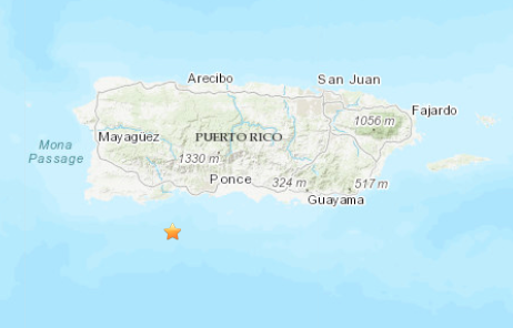 weatherchannel's tweet photo. A magnitude 5.7 #earthquake struck at 5:32 a.m. EST centered about 13 miles south of Indios, Puerto Rico, according to the U.S. Geological Survey. There is no tsunami threat. Shaking was felt throughout the island. https://t.co/45qMAATyL6