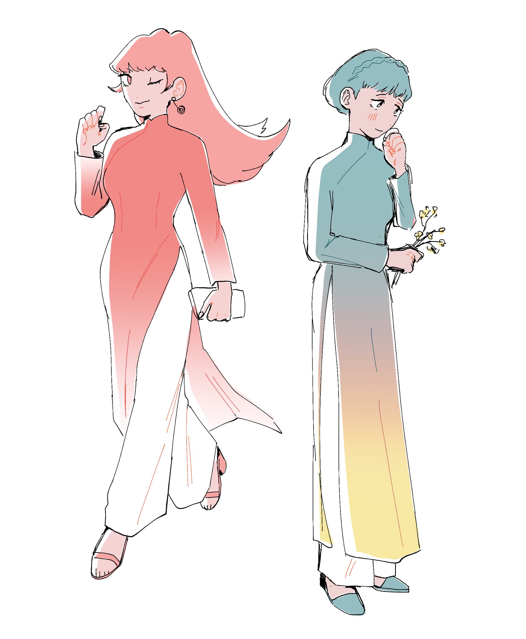 Ao dai drawing cheap