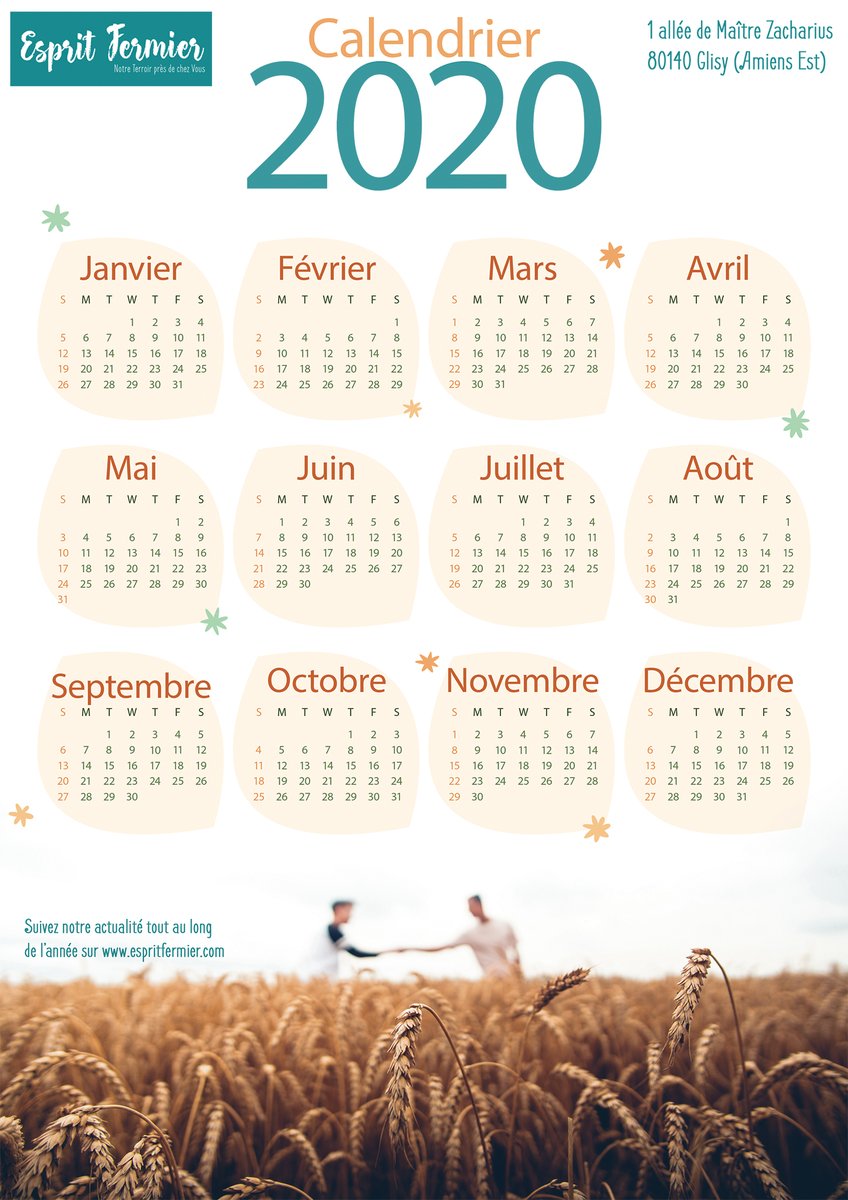 EspritFermier's tweet photo. Toute l'équipe d'Esprit Fermier vous souhaite une belle année 2020 à vivre dans le respect du terroir et de la proximité ! A cette occasion, nous avons le plaisir de vous offrir notre calendrier 2020 à imprimer. Vous pouvez le télécharger ici : https://t.co/HSvjE9IetL https://t.co/PmiDRf0tEu