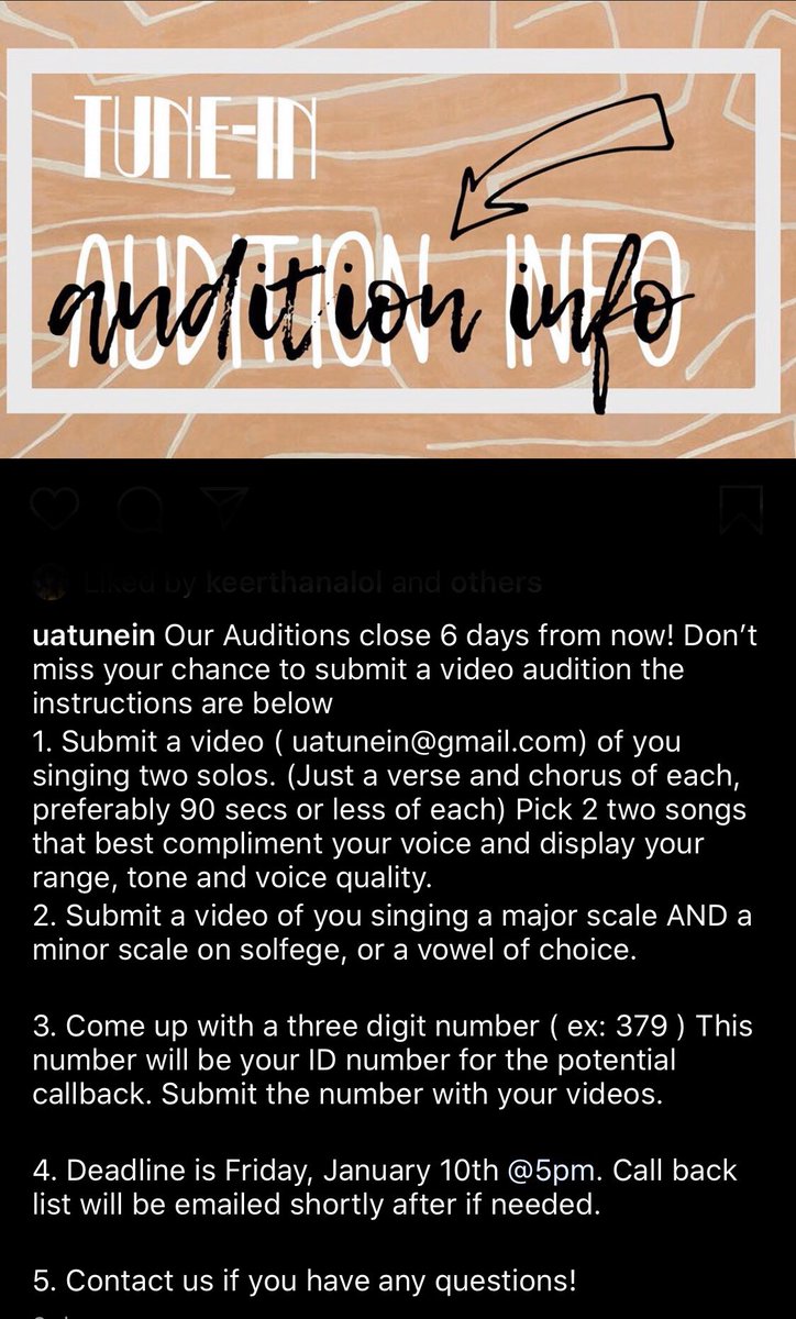 Auditions are coming up!! Be sure to keep tabs on our social media pages for more updates!