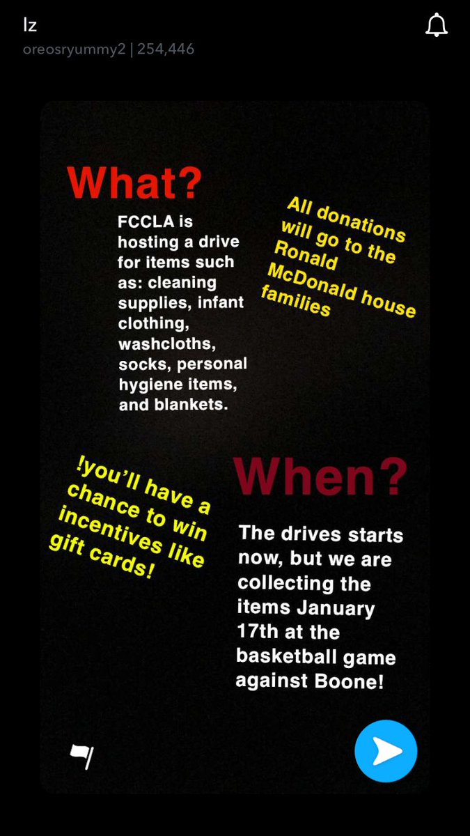 Be sure to join us January 17th at the Boone Vs Crockett game. Be sure to bring cleaning Supplies, infant clothes, socks etc... if you bring any item you will be put into a drawing for incentives supplied by local businesses all items go to the Ronald McDonald House!!!