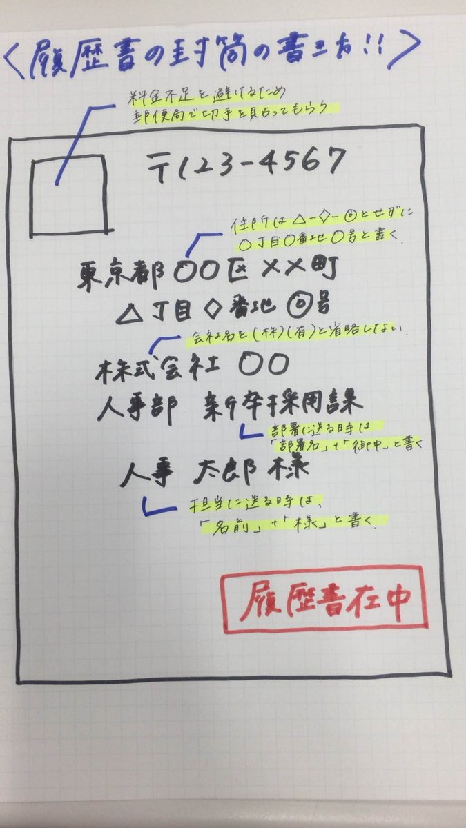 キャリアパーク 公式 على تويتر 就活 封筒の書き方 キャリアパーク 公式 على تويتر 就活 封筒の書き方