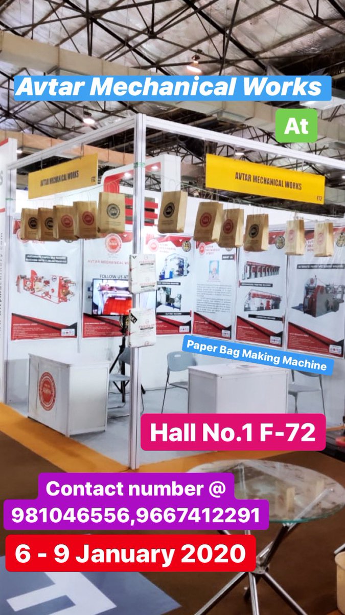 avtarmachines's tweet image. Pamex 2020 Mumbai. 
Hall No.1 F-72 , 6 - 9 January 2020.
#paperbagmakingmachine #avtarmechanicalworks