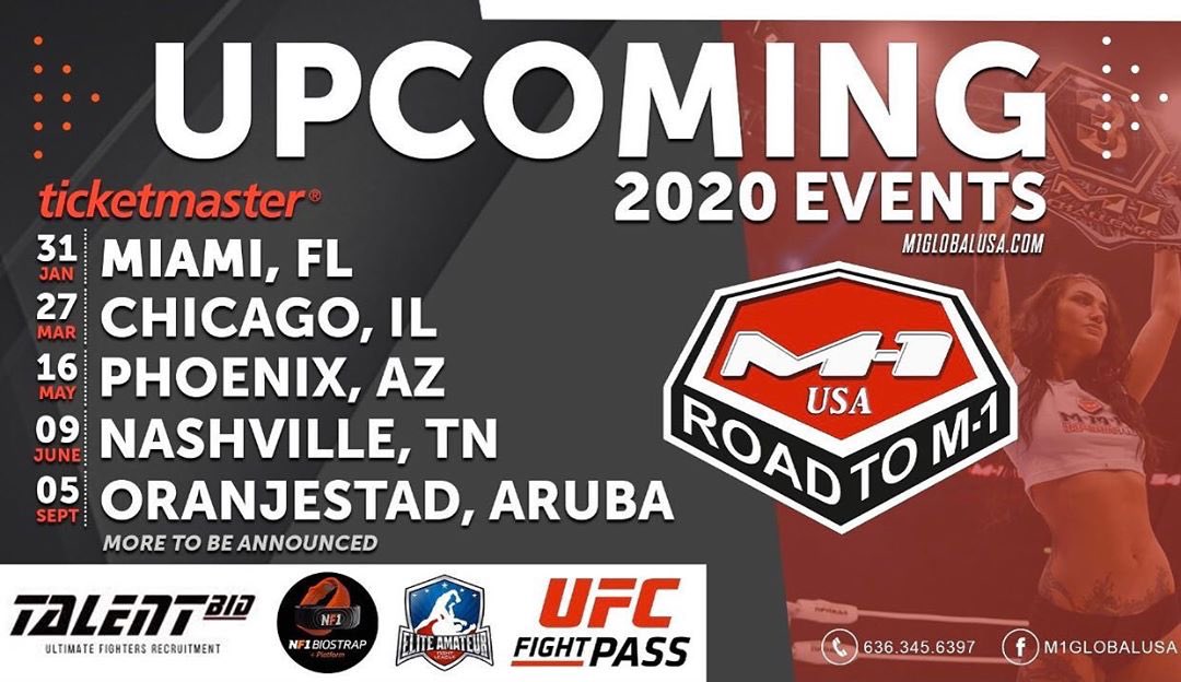 volkstyles's tweet photo. Via the UFC’s “talent bid” IG account (https://t.co/82NTFkri14), here are the 2020 dates for the Road to M-1: USA events (often co-promoted) live-streamed on #UFCFIGHTPASS.
These events have often been headlined by Contender Series (#DWCS) vets.
#M1USA #RoadToM1 #RoadToM1USA https://t.co/h4dkPZfg35