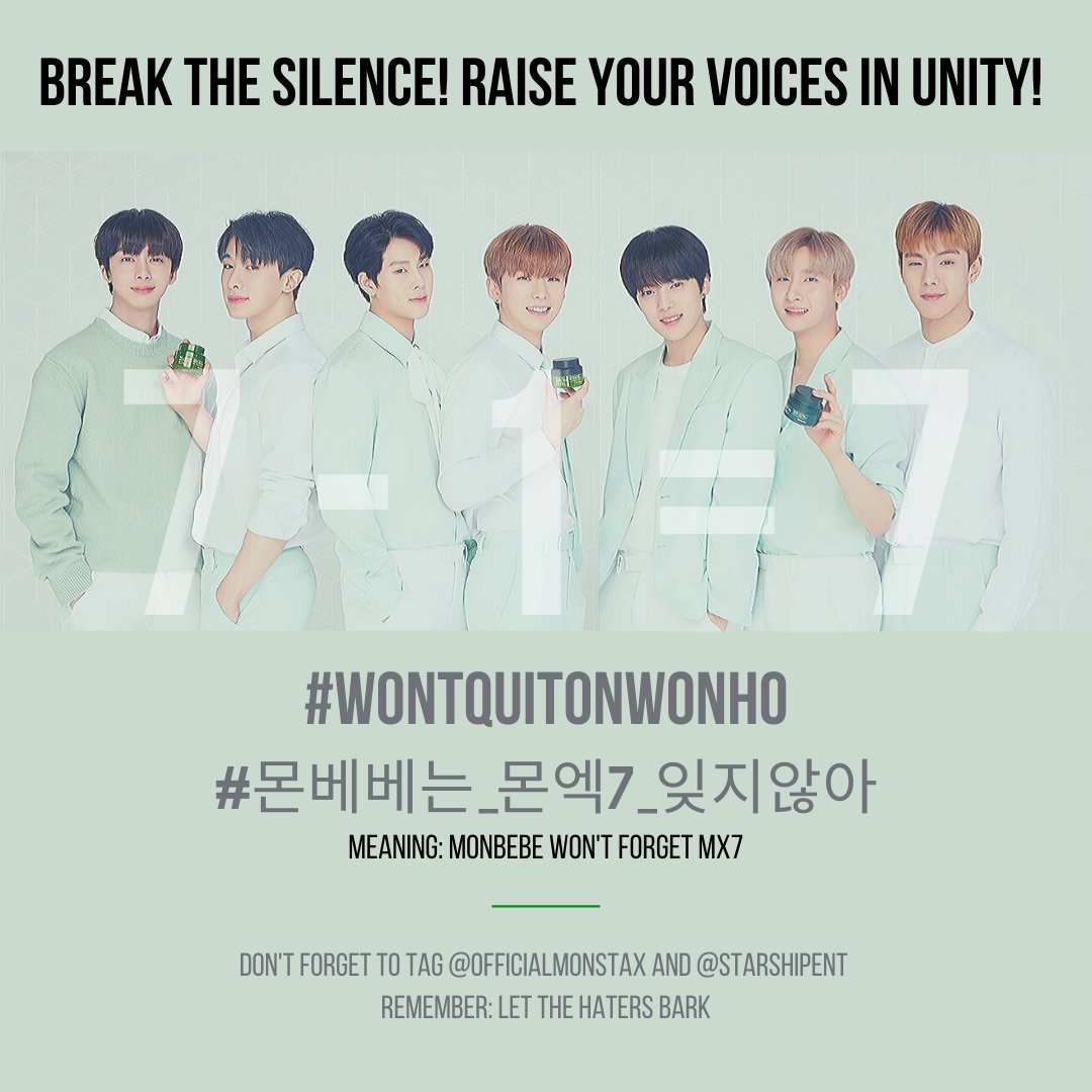 2020010612pm KST onwards125th Hashtags @OfficialMonstaX  @STARSHIPent  #WontQuitOnWonho  #몬베베는_몬엑7_잊지않아