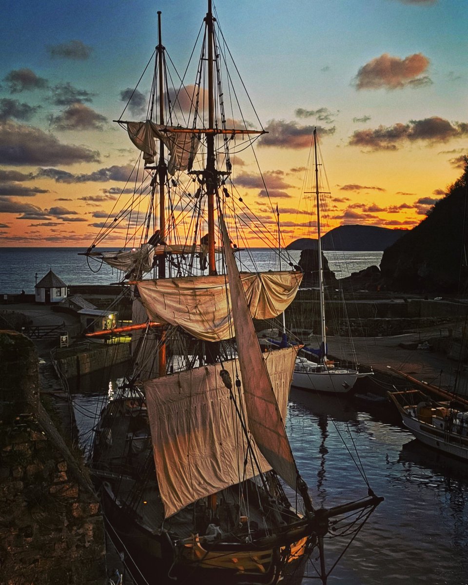 Sunset at Charlestown Harbour, Cornwall #Poldark #stormhour #lovecornwall #tallships #harbours #ukcoast #ukpotd #bbccountryfile