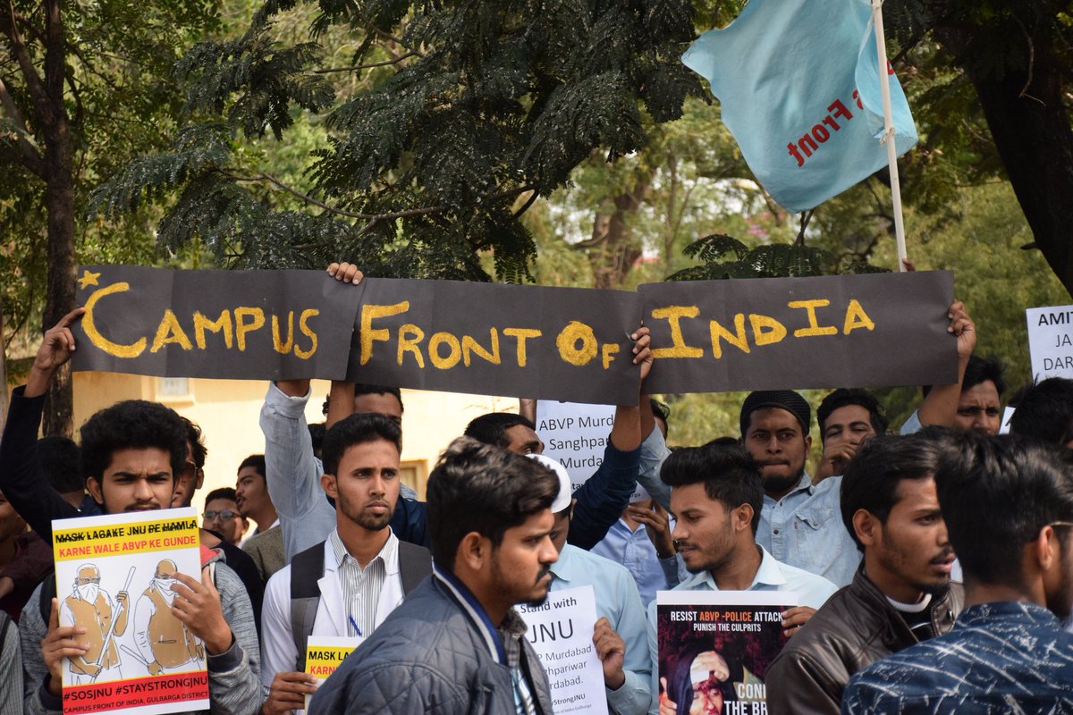 AleemIlahi's tweet photo. Campus Front Of India CFI Students of Gulbarga Protested Against Brutal Attack on JNU student by ABVP Terrorist.
#CFI #GulbargaStudents #ABVPTerrorist #WeStandWithJNU #SOSJNU #STAYSTRONGJNU #SOSJNU #JNUViolence #JNUattack #StandWithJNU #JNUUnderAttack #EmergencyinJNU https://t.co/F3Z3SIDtMc