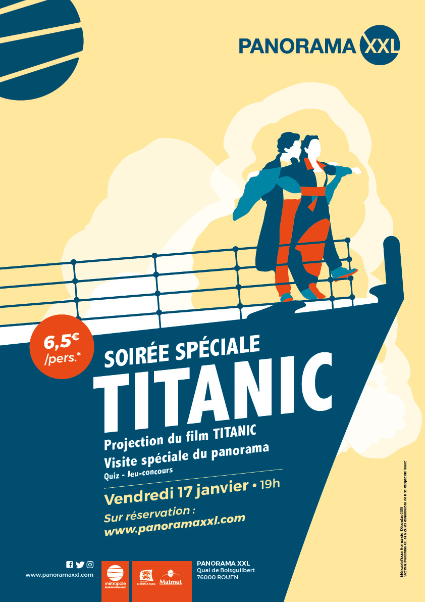 [Soirée spéciale Titanic au <a href="/PanoramaXXL/">Panorama XXL</a>  🛳😍] 
📅Le 17/01 à 19h pour 👇
* Une visite spéciale du Panorama XXL
* Une projection du film de James Cameron
🎁 Surprises et cadeaux accompagneront la soirée.
Sur réservation panoramaxxl.com