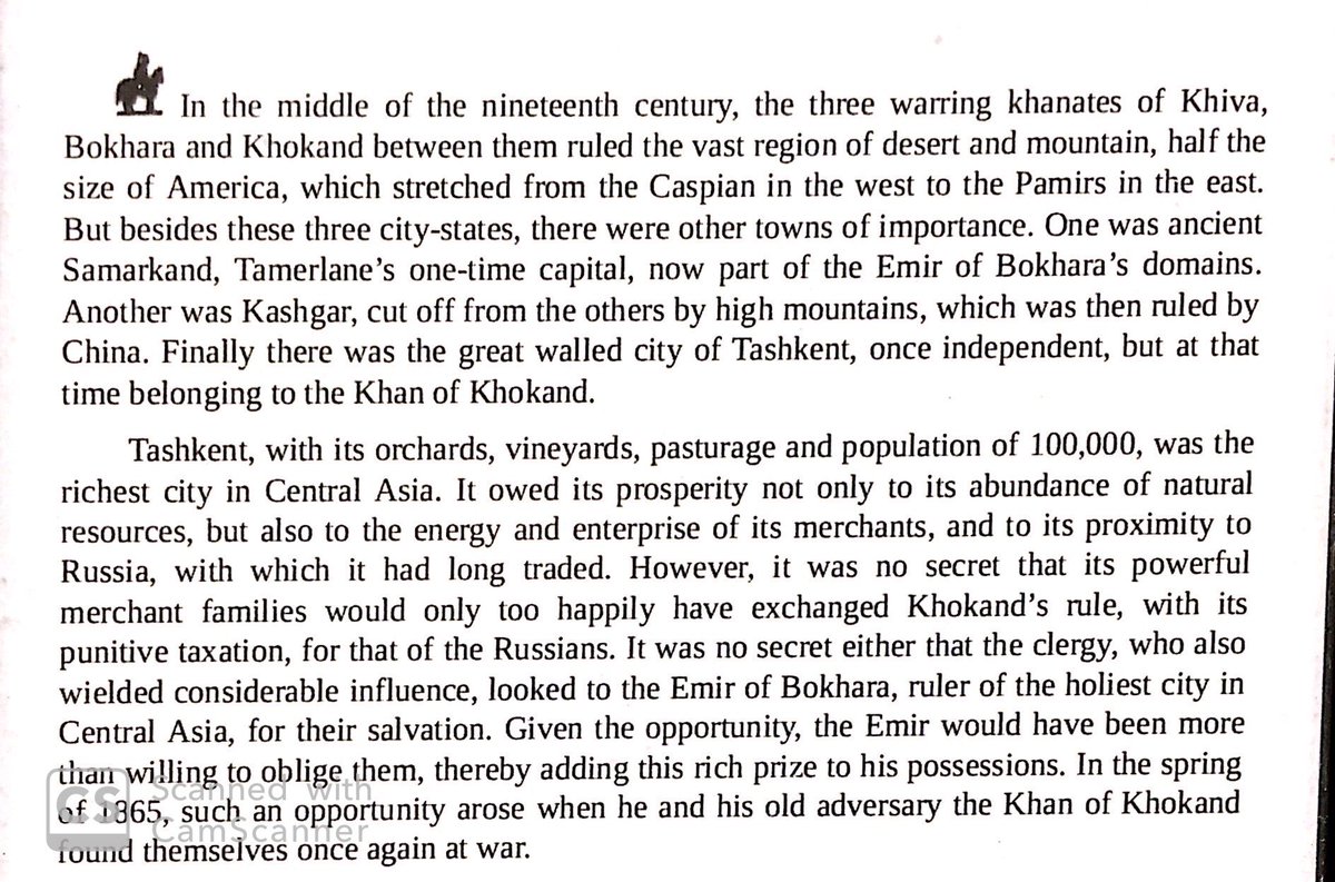 Three major Central Asian city-states in 19th century: Kokand (which also controlled Tashkent), Buhara, & Hiva.