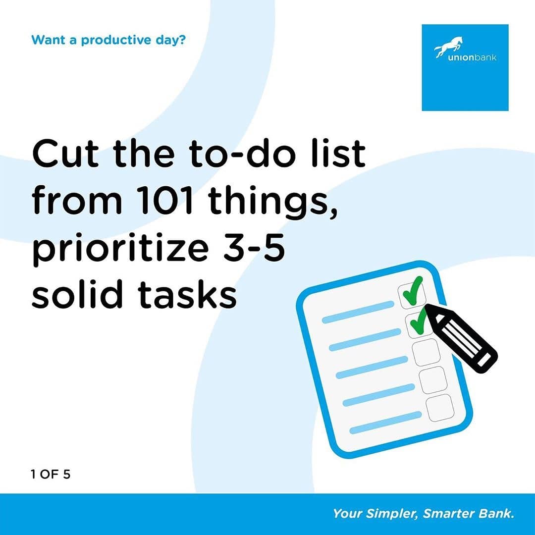 UNIONBANK_NG's tweet image. That task won’t be completed, if you keep allowing distractions. 🤔

Holiday is over, here’s how you can be productive. 

#WorkModeActivated #SecureThatBag #BossUp  #FinancialLeader #SmartBanking #EnablingSuccess #UnionBank #YourSimplerSmarterBank