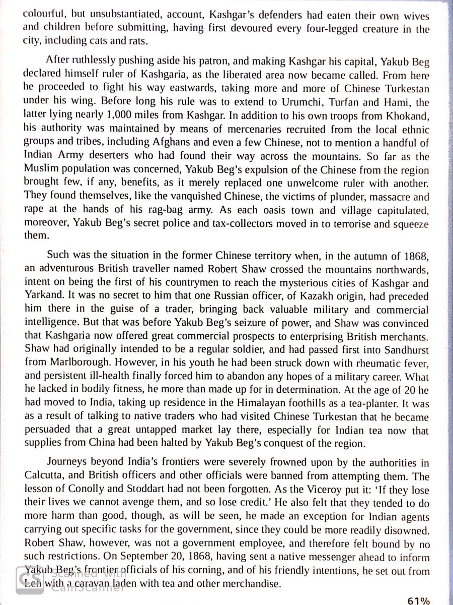 In 1860s the Moslems of Xinjiang killed the Chinese in their region, & were taken over by a Turkic adventurer Yakub Beg who claimed ancestry from Timur.