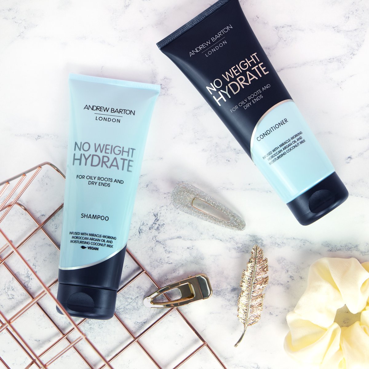 The perfect haircare duo: Our No Weight Hydrate range cleanses oily roots whilst also providing intense hydration to dry ends 💧 #NoWeightHydrate #AndrewBartonProfessional #Haircare