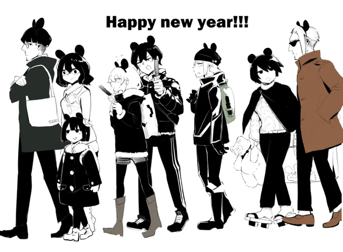 鼠年なのでディズニーっぽいところに社員旅行で行くうちの子集合絵 #うちの子 