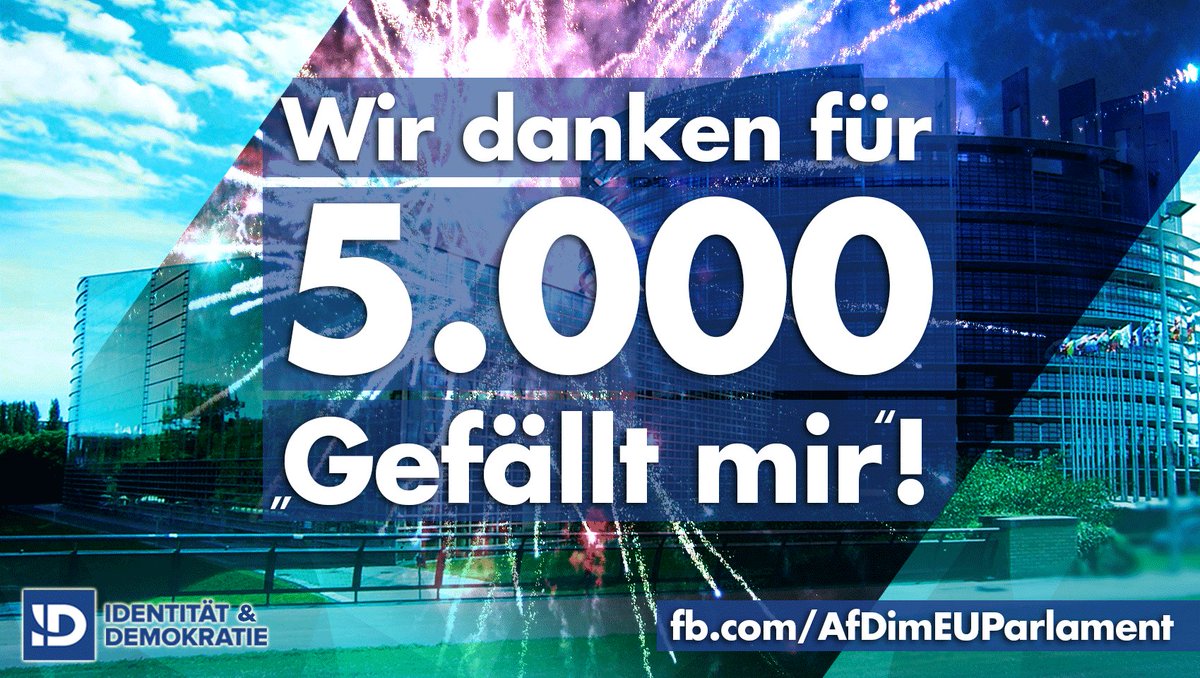 🎉Danke für 5.000 „Gefällt mir“!
Auch 2020 werden wir ausführlich über unsere Arbeit im #EUParlament in den sozialen Medien berichten:
➡️ Facebook:
facebook.com/AfDimEUParlame…
➡️YouTube: youtube.com/channel/UCmzLz… 
➡️Instagram: instagram.com/afdimeuparlame…
➡️Telegram: t.me/afdeu