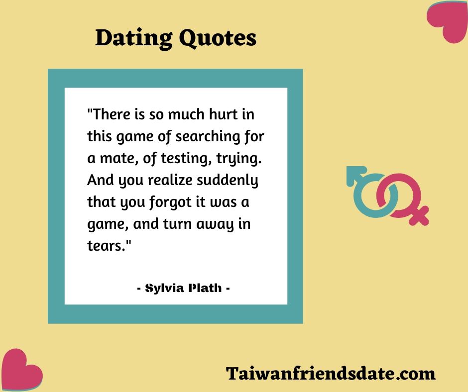 DatingTaiwan's tweet photo. Dating Quote of the day!

"There is so much hurt in this game of searching for a mate, of testing, trying. And you realize suddenly that you forgot it was a game".

Dating quotes shared by Taiwan Friends Date.

https://t.co/sgREiZoTyA

#TaiwanDatingQuotes #TaiwanDating https://t.co/usXNH69luZ