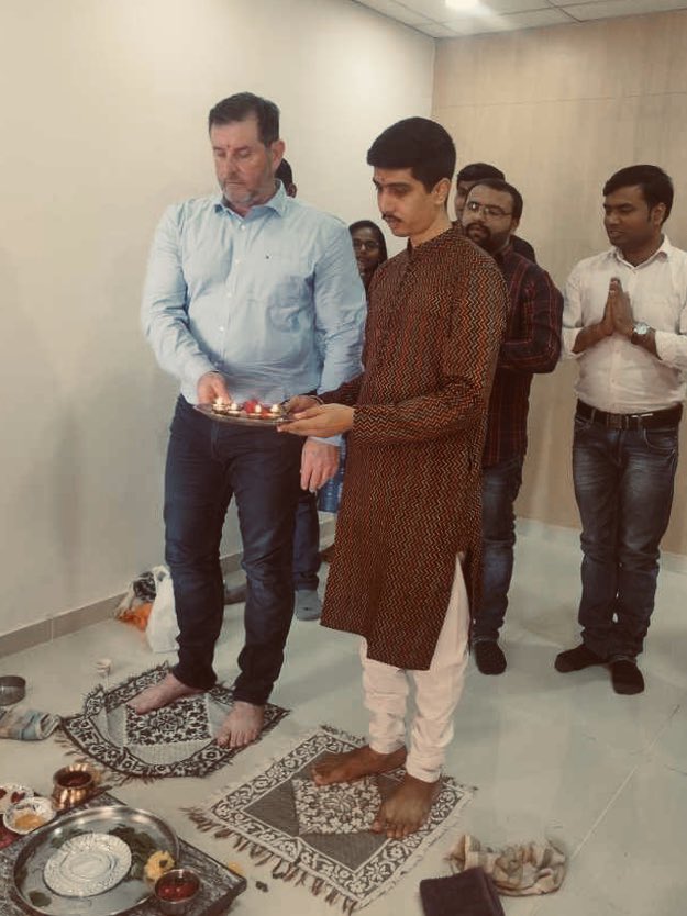 gr_rusty's tweet photo. Official opening @EroamOfficial new development centre. Satyanarayan Puja performed today. Thank you to everyone involved in reaching this goal. Proud moment as #CTO #eroam #DevOps #development #traveltech #travel #scaleup #GrowthMindset #India #GlobalGoals https://t.co/S3bsLc7nMc