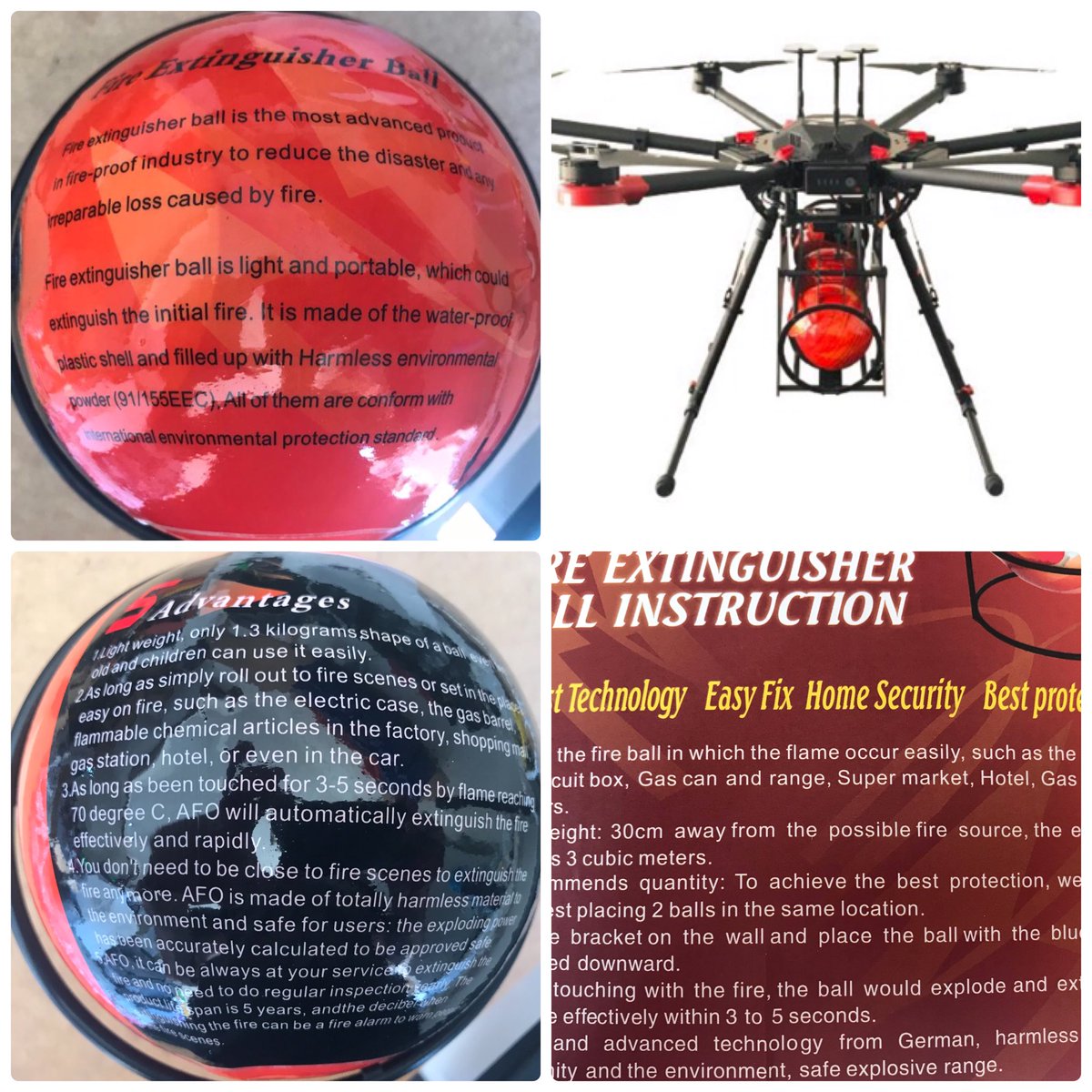 InspectHoldings's tweet photo. We are manufacturing fire fighting drones for emergency responders. They drop fire extinguisher balls and are another fire fighting tool. They are made to order and take 5 to 6 weeks for delivery. Enquires welcome #dronecreator #australianbushfire #RFSNSW #victoriafires #qldfires https://t.co/hiJtNcCFCC