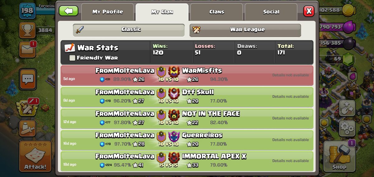 We just lost our 19 war streak 😭. Come join us and start a new one 🔥 Recruiting at discord.gg/cx5unC4
