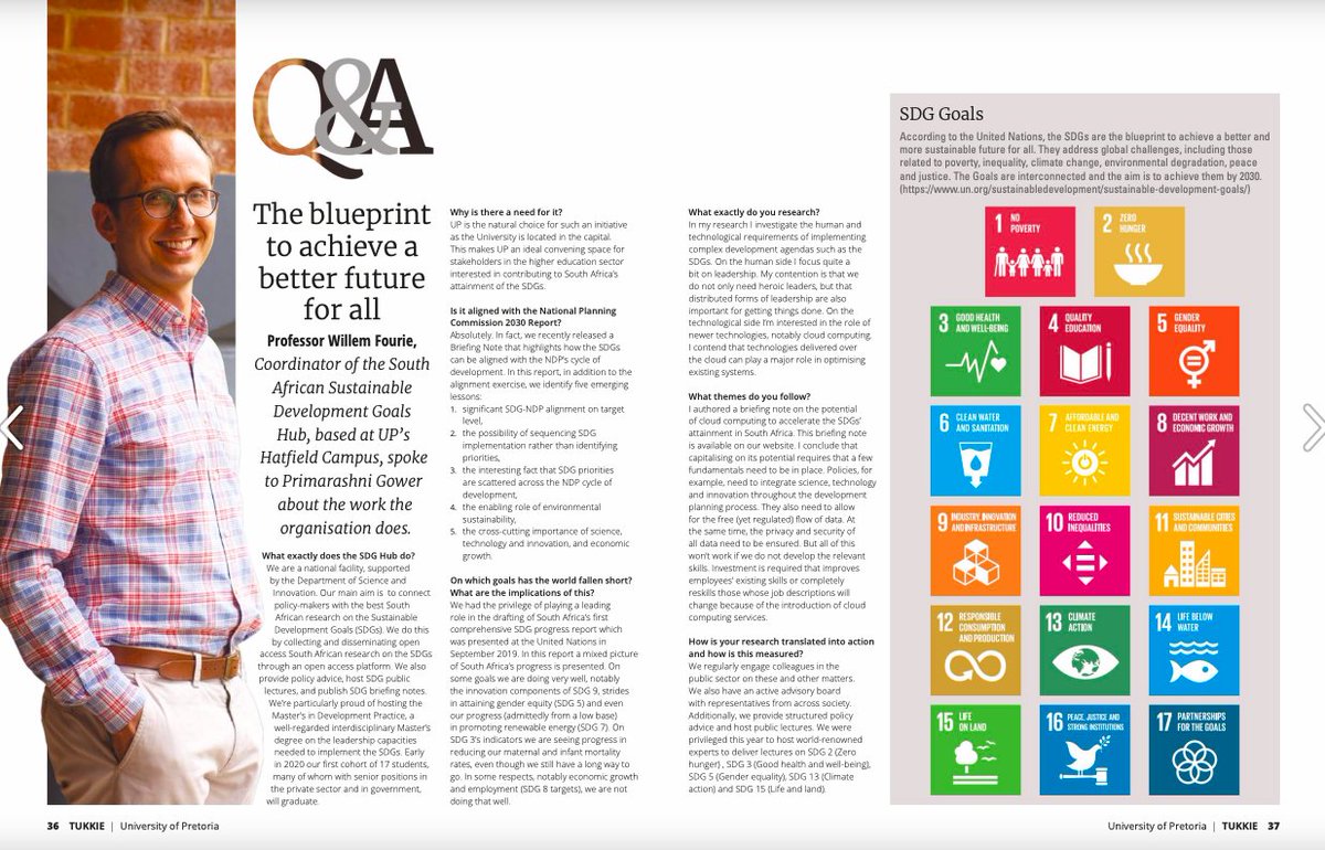 #2020 marks the start of the #SDGs' Decade of Action. At <a href="/UPTuks/">University of Pretoria</a> we look forward to creating spaces for researchers at SA's 26 universities to make their research available to national policy makers. Also: thank you UP Tukkie for showcasing some of our work!