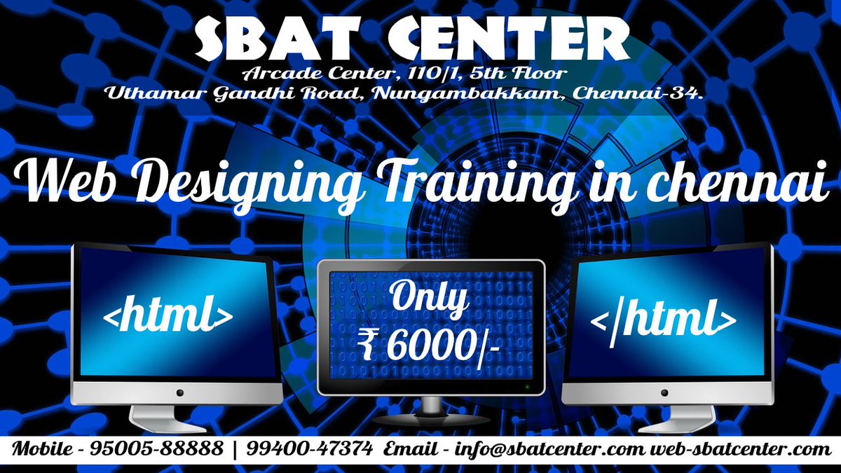 sbatcenter's tweet image. SBAT CENTER is one among the best Web Design Training Institutes in Chennai offering training on Web Desing by experts!!!
Web Designing Training in Chennai - Rs.6000/- Only
#webdesigningtraininginchennai
#javatraininginchennai
#dotnettraininginchennai
#pythontraininginchennai