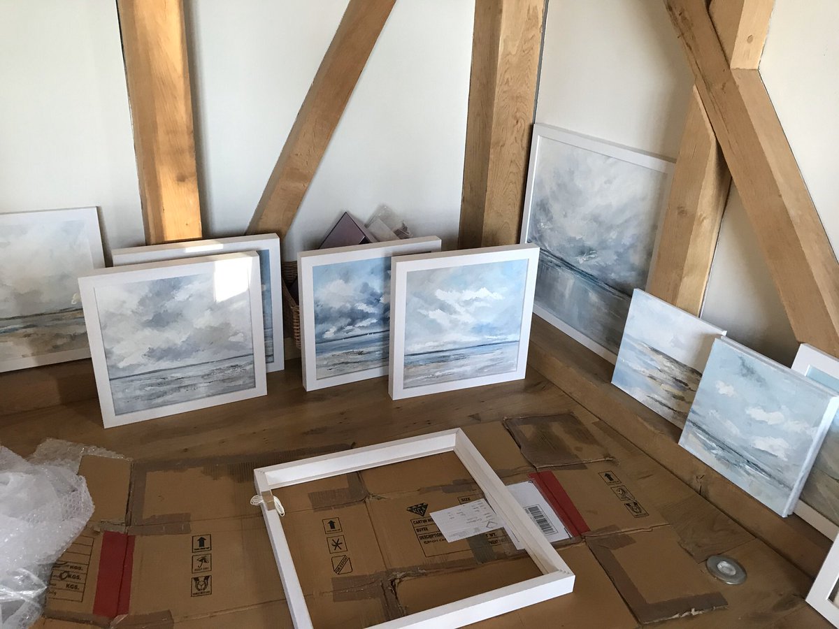 Busy framing for upcoming exhibition . Meet the artist day on 11th January 11-2  <a href="/haslemeremuseum/">Haslemere Museum</a> #contemporaryart #coastlines