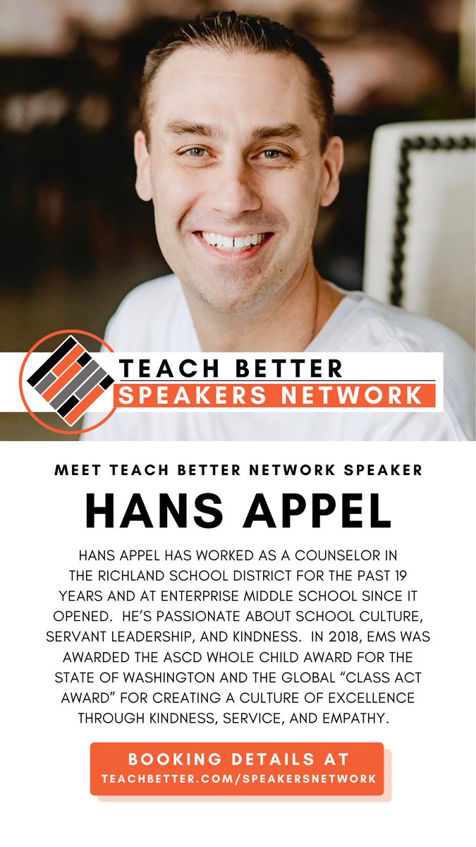 JorgeDoesPBL's tweet image. DISTRICTS &amp;amp; SCHOOLS — please consider 
@HansNAppel for comprehensive professional development on school culture for your school leaders, teachers and counselors via the  @TeachBetterTeam!
 Speakers Network! See here — 
teachbetter.com/speakersnetwor…

#TeachBetter #TechBetter