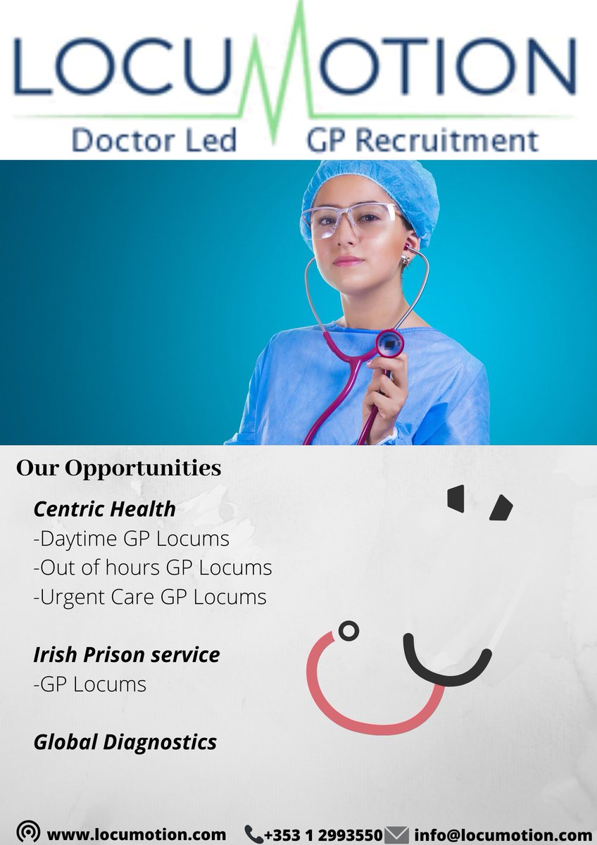 Locumotion's tweet photo. Our exciting opportunities that we have on offer in Ireland!
Get in touch 
#GeneralPractice #Jobopportunities #Locum #Locumotion #Centrichealth #Healthcare #Ireland #Medical #Work #Travel #Doctor https://t.co/nxAQwwSyPU