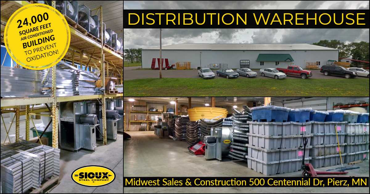siouxsteel's tweet photo. When you need your #SiouxSteel products & parts #ASAP, check out our Minnesota Distribution Warehouse! Located at Midwest Sales & Construction, Pierz, MN, the 24,000 sq. ft. facility offers a large selection of inventory on hand and ready to ship! #DistributionWarehouse https://t.co/EMPs93phgG