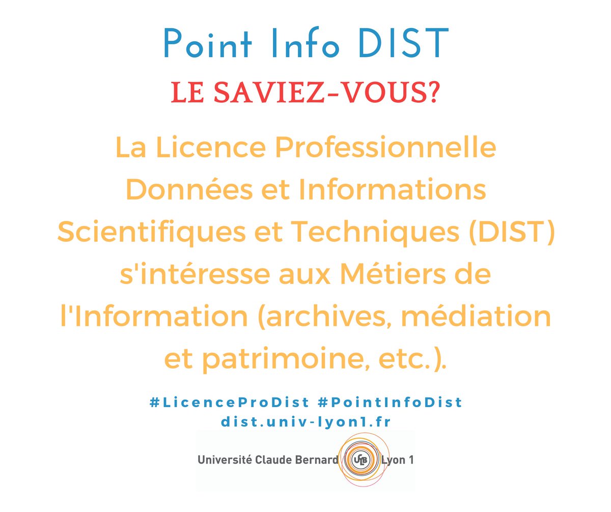 LicenceProDist's tweet photo. Pour tout savoir sur notre licence professionnelle, voici le
#PointInfoDist du jour. 😇👍🏻 #LicenceProDist #UnivLyon1 https://t.co/nYdvDx3JCC