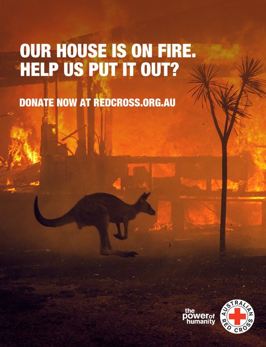 MellorPartners's tweet photo. 'Our house is on fire' by @adficionado for @OneMinuteBriefs encourages donations for the @RedCrossAU
disaster relief efforts during the bush fires in Australia. In partnership with @TheDrum #PrayForAustralia #AustralianWildFires #AustralianBushfire 
#copywriting https://t.co/al66yFGASg