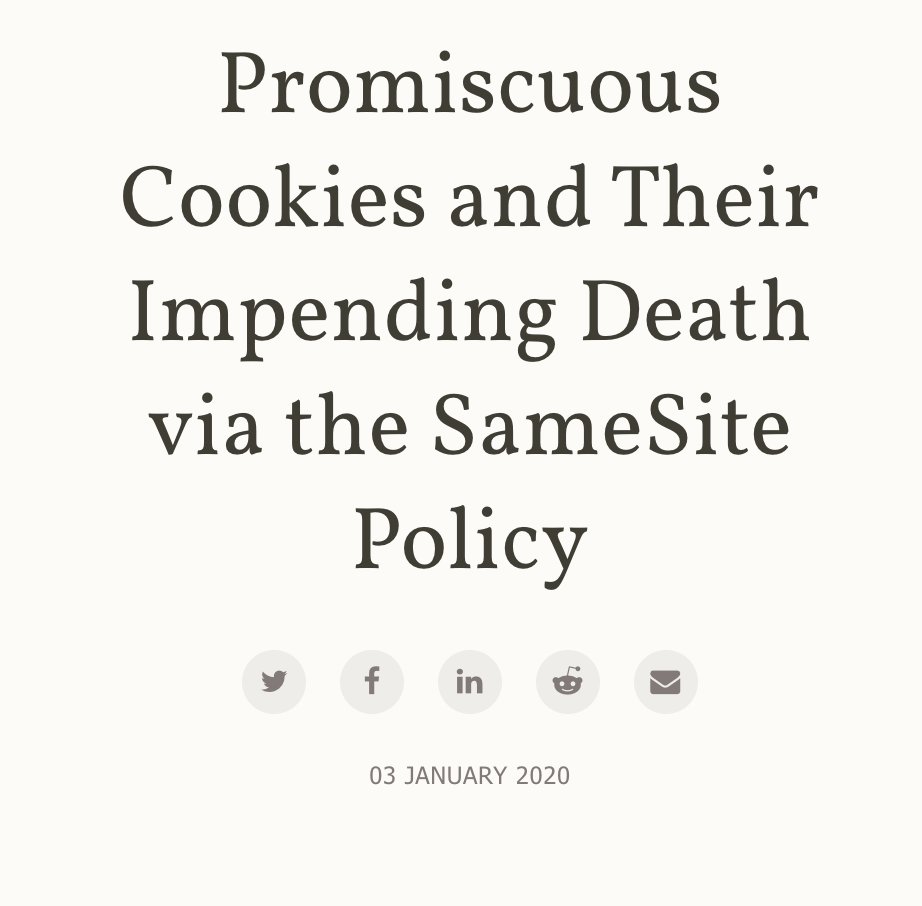 WeArePirple's tweet photo. Promiscuous Cookies and Their Impending Death via the SameSite Policy

https://t.co/Wl6LwLgH28

#infoSec #Security #Cookies #SOP #SameSite #Secured #SecureCookies https://t.co/4wjNkjliEa
