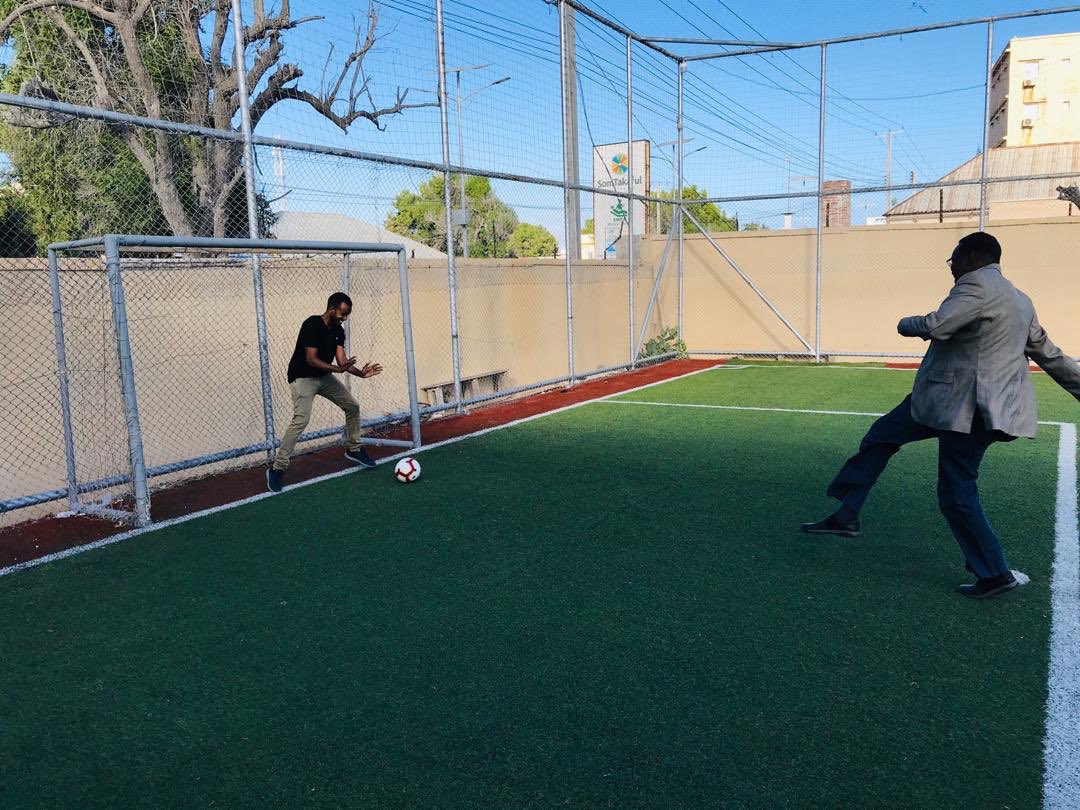 CUStuGovPres's tweet photo. Had the honor to co-open the Foundation football tournament with our executiveVP, Prof Abdikarim H. Jama. 

#Somalia  #Mogadishu https://t.co/k15HjJjpEb