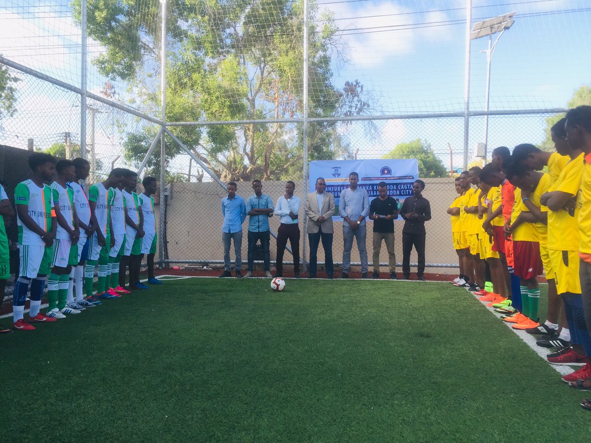 CUStuGovPres's tweet photo. Had the honor to co-open the Foundation football tournament with our executiveVP, Prof Abdikarim H. Jama. 

#Somalia  #Mogadishu https://t.co/k15HjJjpEb