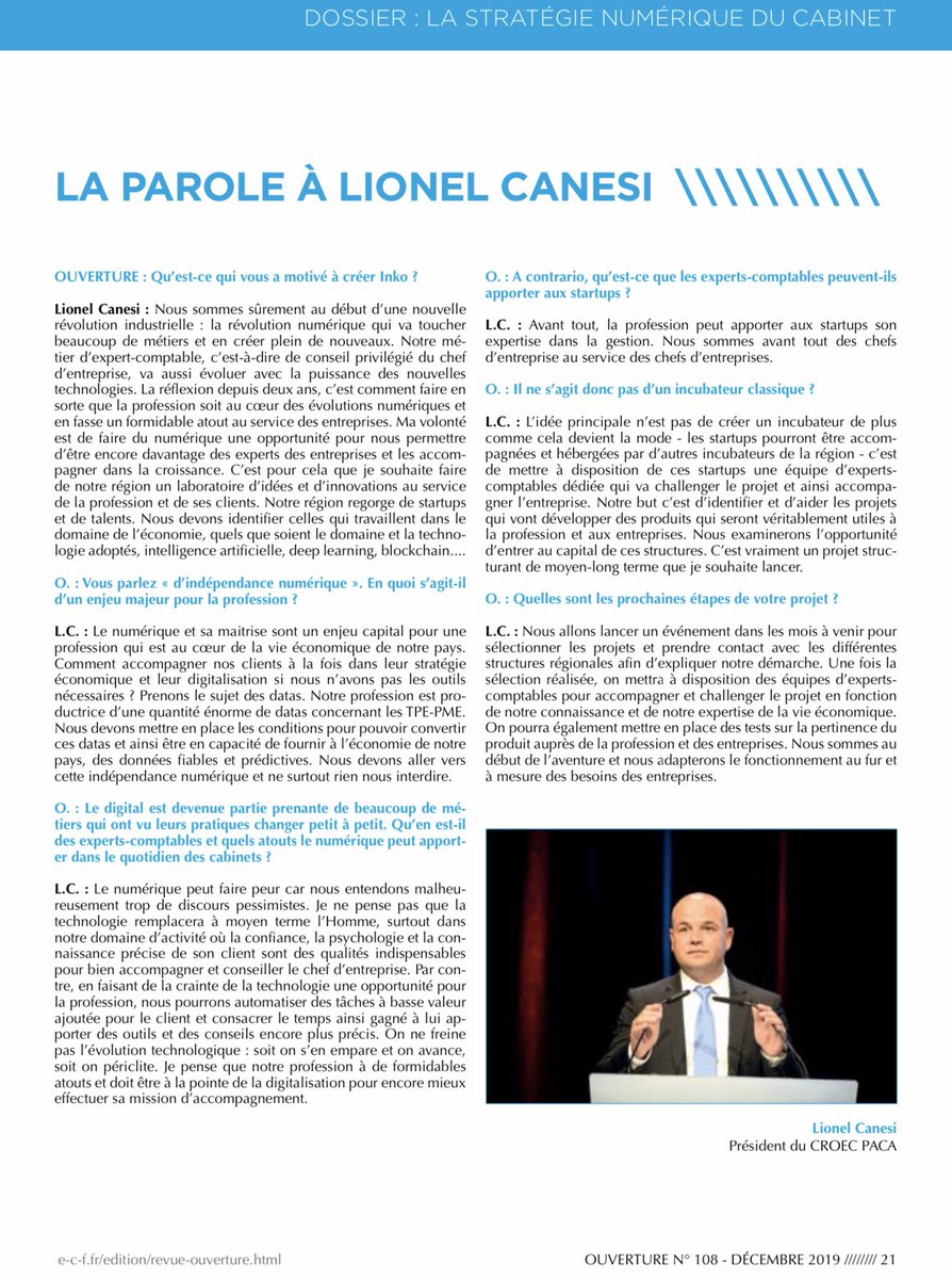 Imaginer l’indépendance numérique des experts comptables au ❤️ du projet fier d’être expert comptable. Au delà des paroles, nous passons aux actes avec la creation des 1er incubateurs accélérateurs de la profession #inko et #innest. #expertscomptables #IntelligenceArtificielle