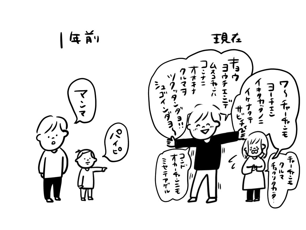 1年前と現在

#むぴーの絵日記 