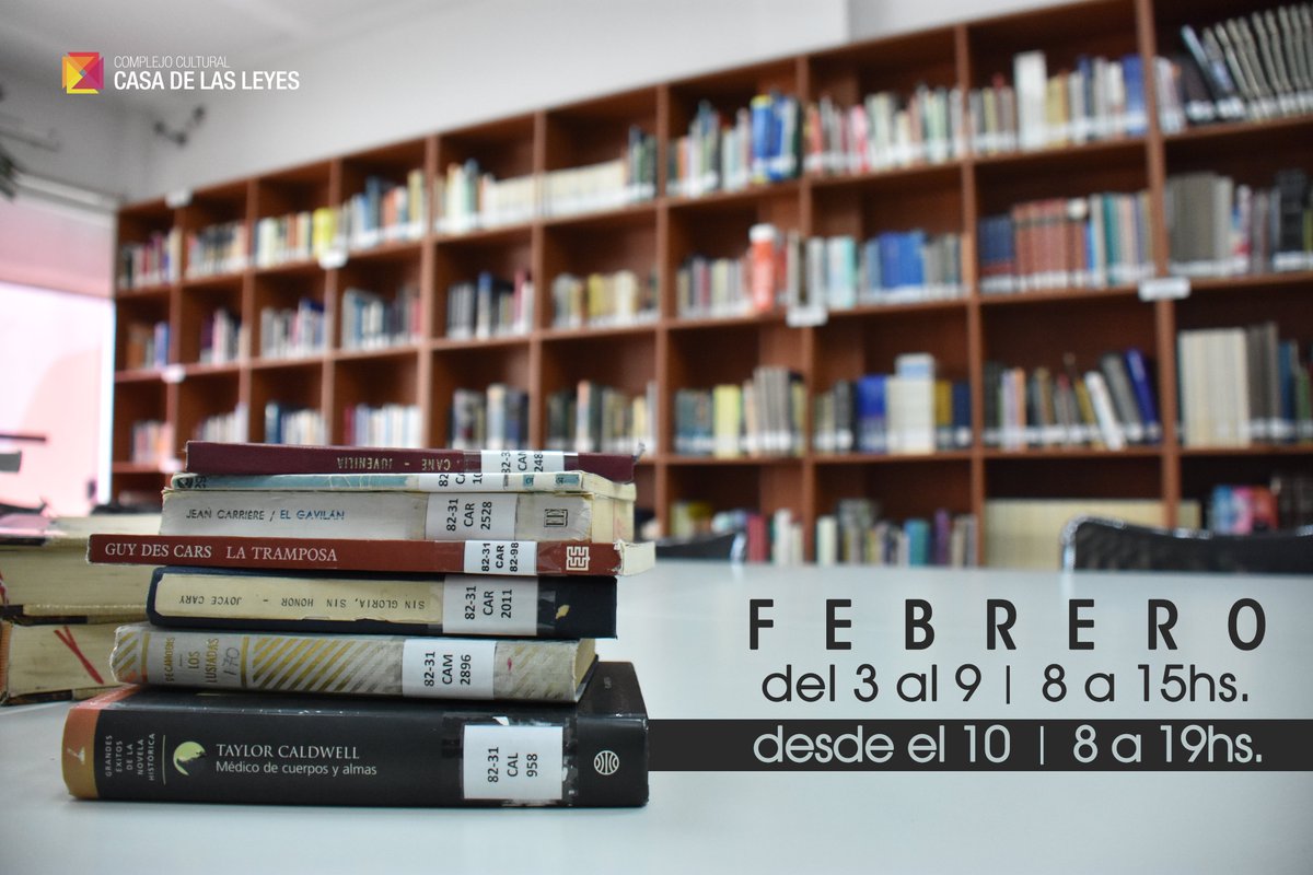 Durante enero la Biblioteca de <a href="/Ccclnqn/">Casa de las Leyes</a> permancerá cerrada. Nos volvemos a encontrar en febrero en nuestras salas y con los servicios de préstamos a domicilio, talleres y actividades abiertas a toda la comunidad 📚