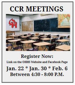 CCR meeting sign ups for students in grades 9th - 11th opens up today!  See the HS website under CCR for links.